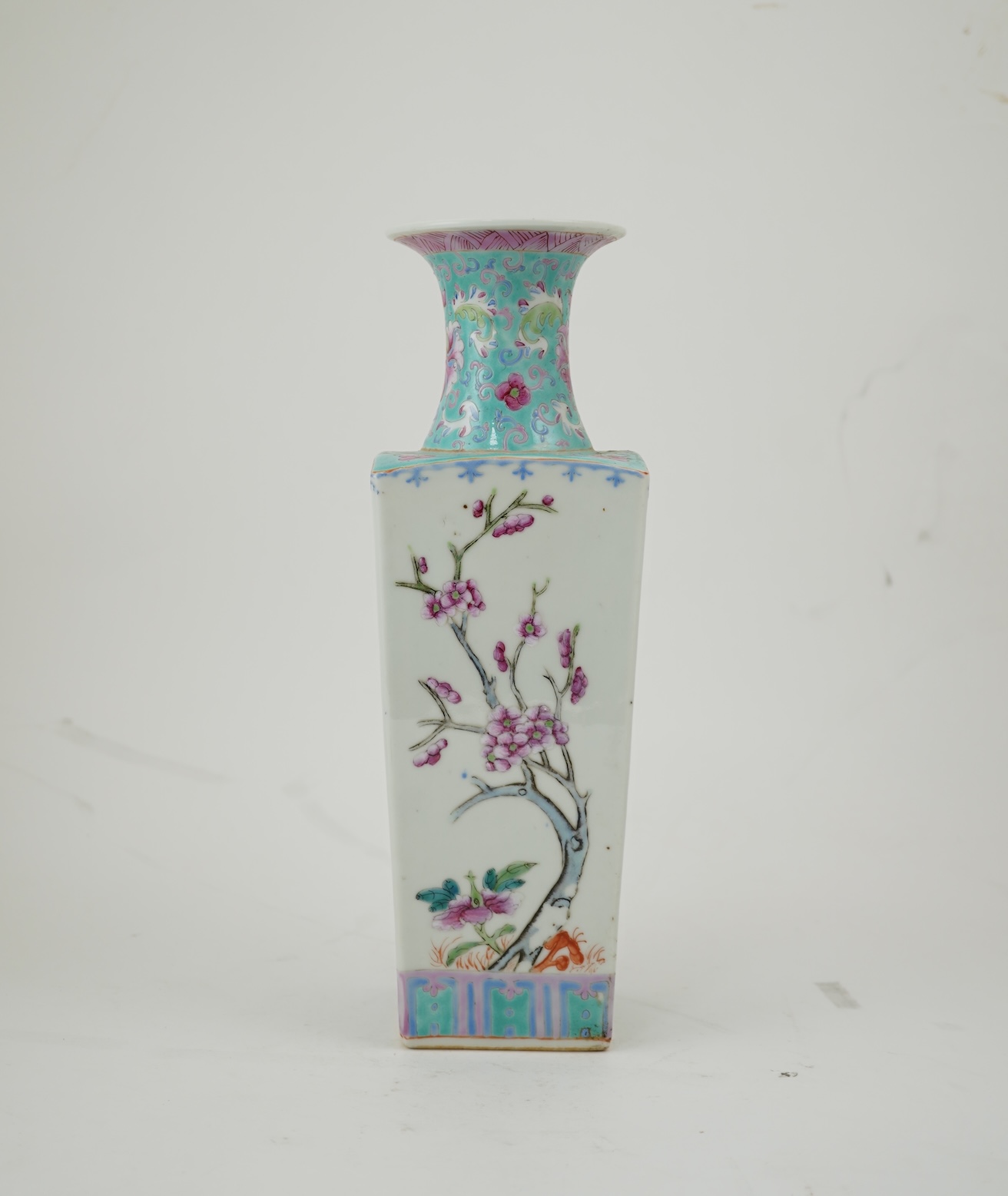 A Chinese famille rose square section vase, second half 19th century